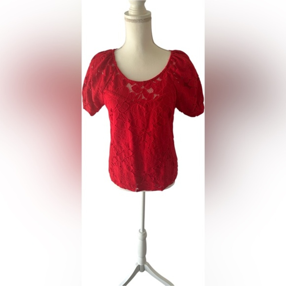 Monteau Red Lace Blouse